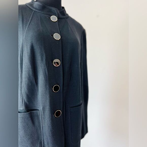 ST JOHN WOOL BLACK LONG JACKET COVER UP SIZE 12 - Picture 2 of 9